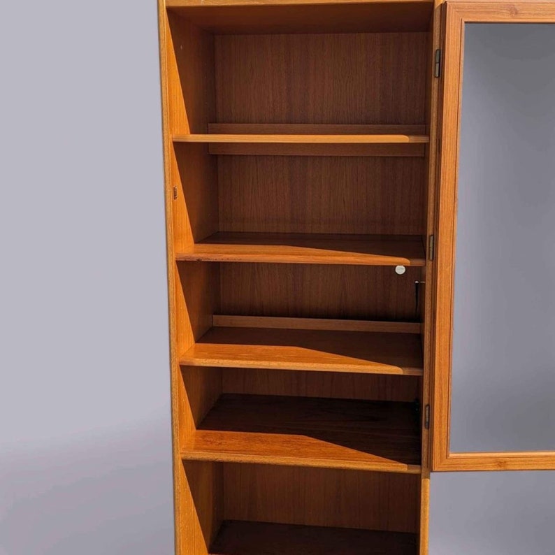 Teak Bookcase, Storage Cabinet, Display, Mid Century, Danish Modern, Vintage, Living Room, Bedroom image 4