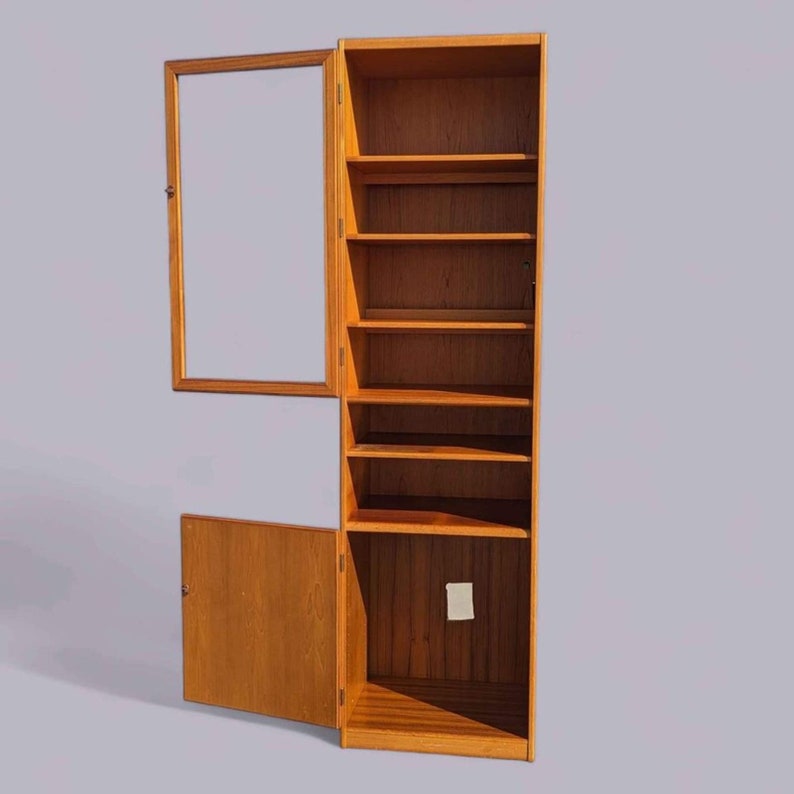 Teak Bookcase, Storage Cabinet, Display, Mid Century, Danish Modern, Vintage, Living Room, Bedroom image 3