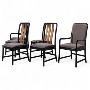 Six Postmodern Dining Chairs by Bernhardt, Black Lacquer, Birdseye Maple, Wood, Dining Room afbeelding 10