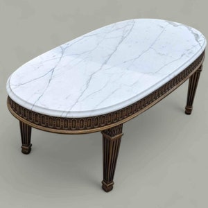 Antique Marble Top Coffee Table, Vintage Living Room, Hollywood Regency, Art Deco, Ornate, Carved Wood image 10