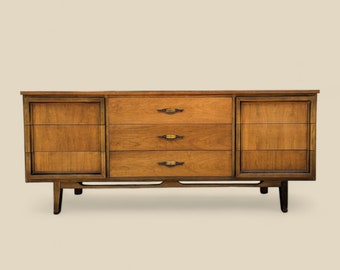 Mid Century Dresser by LA Period Furniture, Bedroom, Nine Drawers, Credenza, Sideboard, 1960s, MCM, Walnut