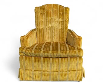 Vintage Key City Lounge Chair – Golden Striped Velour, Mid-Century Modern