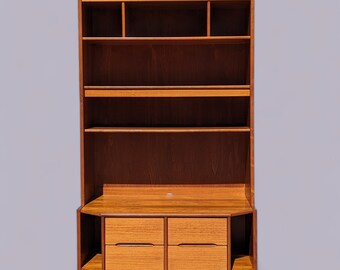 Teak Bookcase, Media Storage, Display, China Hutch Cabinet, Danish Mid Century, MCM