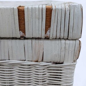 Vintage White Wicker Trunk – Coastal Boho Storage Chest, 35.5" Wide image 6