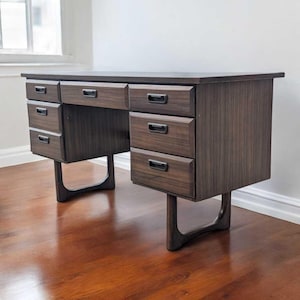 Mid Century Laminate Top Desk: Vintage Wood Office Desk