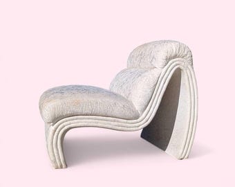 Postmodern Lounge Chair – Sculptural Curved Accent Chair, Textured Upholstery, Unique Statement Piece