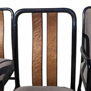 Six Postmodern Dining Chairs by Bernhardt, Black Lacquer, Birdseye Maple, Wood, Dining Room afbeelding 4