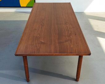 Mid Century Modern Coffee Table: Long Walnut Danish Style Living Room Table