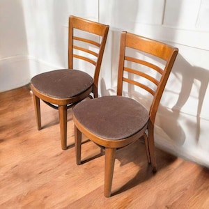Vintage Thonet Dining Chairs: Mid-Century Bentwood with Velvet Seats