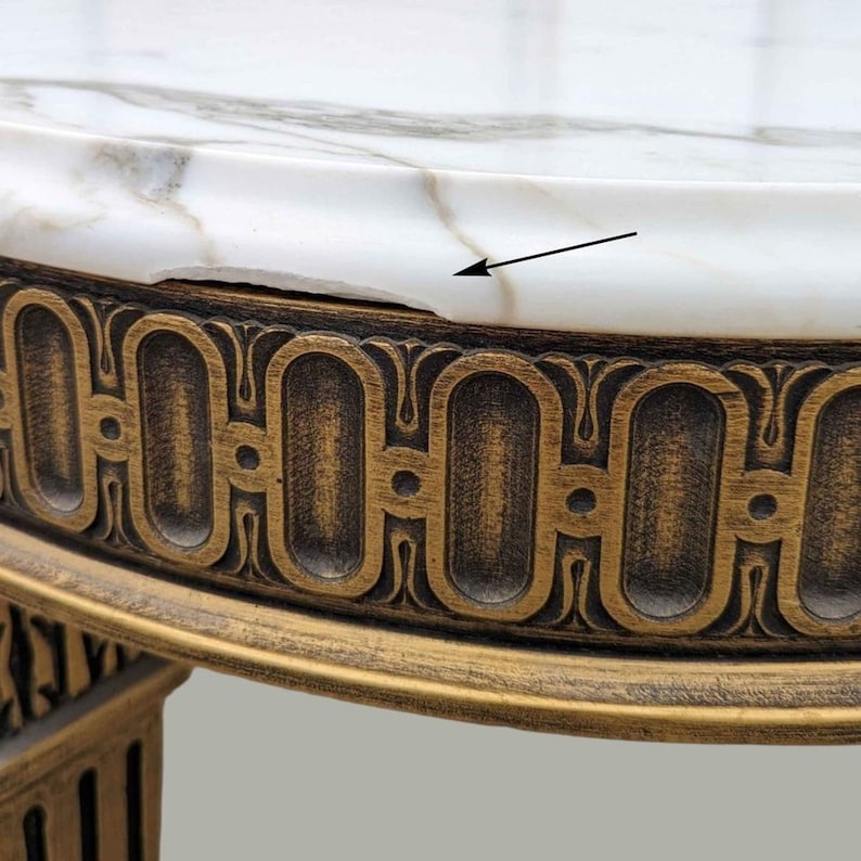 Antique Marble Top Coffee Table, Vintage Living Room, Hollywood Regency, Art Deco, Ornate, Carved Wood image 4
