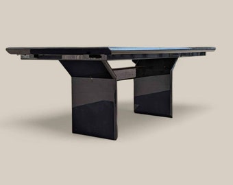 Saporiti Italia Giorgio Collection Postmodern Geometric Wood Veneer Dining Table 1980s