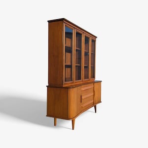 Mid Century Modern Walnut Hutch Buffet by Young Manufacturing