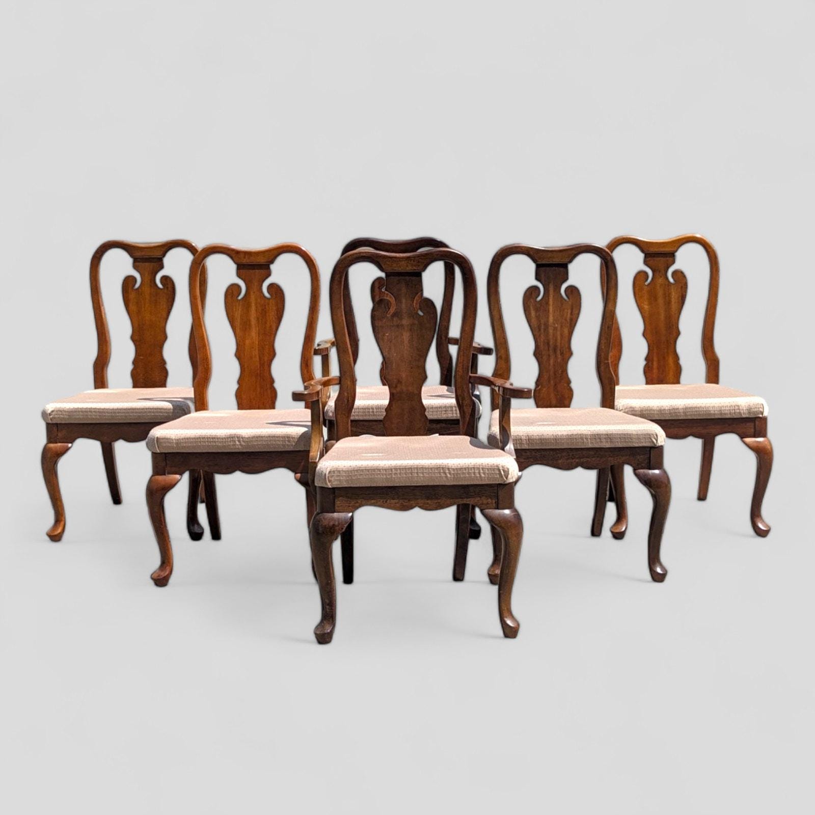 Set of 6 Queen Anne Style Dining Room Chairs, Thomasville, Kitchen, Two ...
