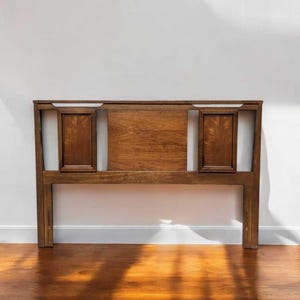Vintage Full-Size Walnut Headboard Footboard: Mid-Century Modern Bed Frame