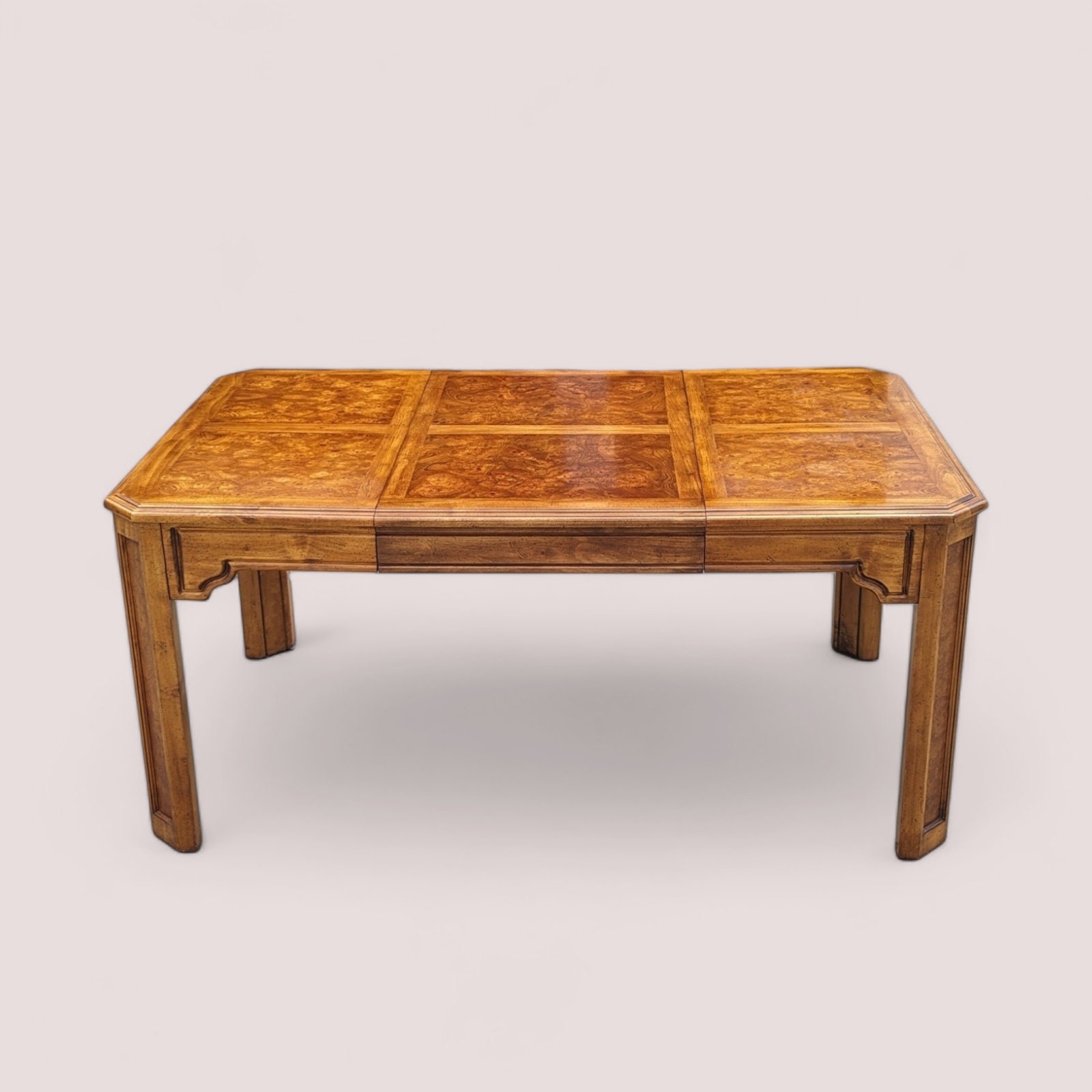 Vintage Burl Wood Dining Table, Hollywood Regency, New Deco