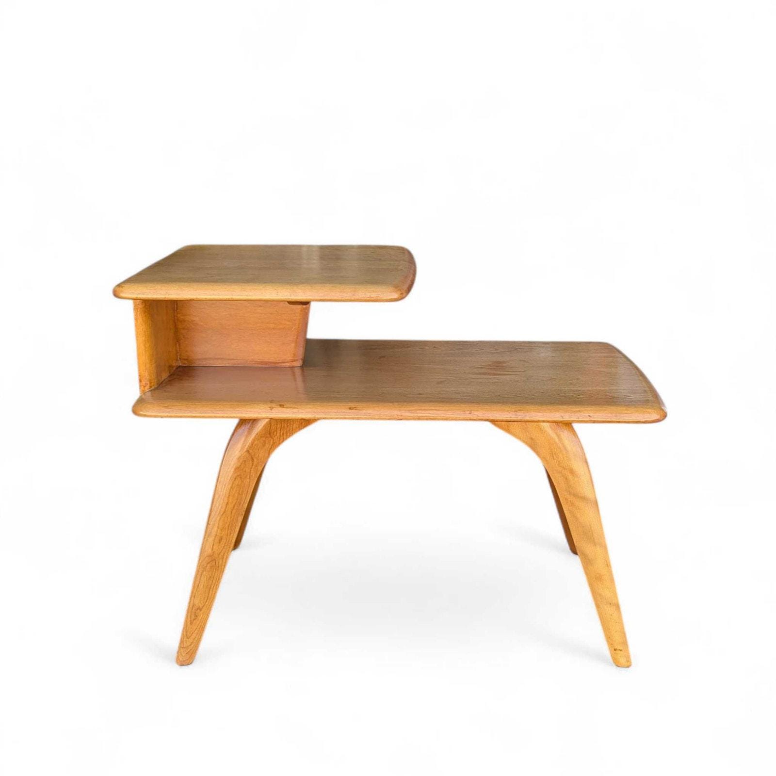 Heywood Wakefield Mid Century Modern Step Side Table - Blonde