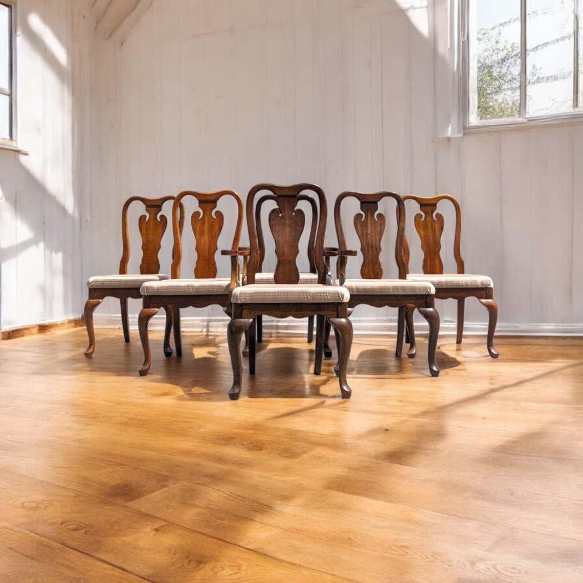 Set of 6 Queen Anne Style Dining Room Chairs, Thomasville, Kitchen, Two ...
