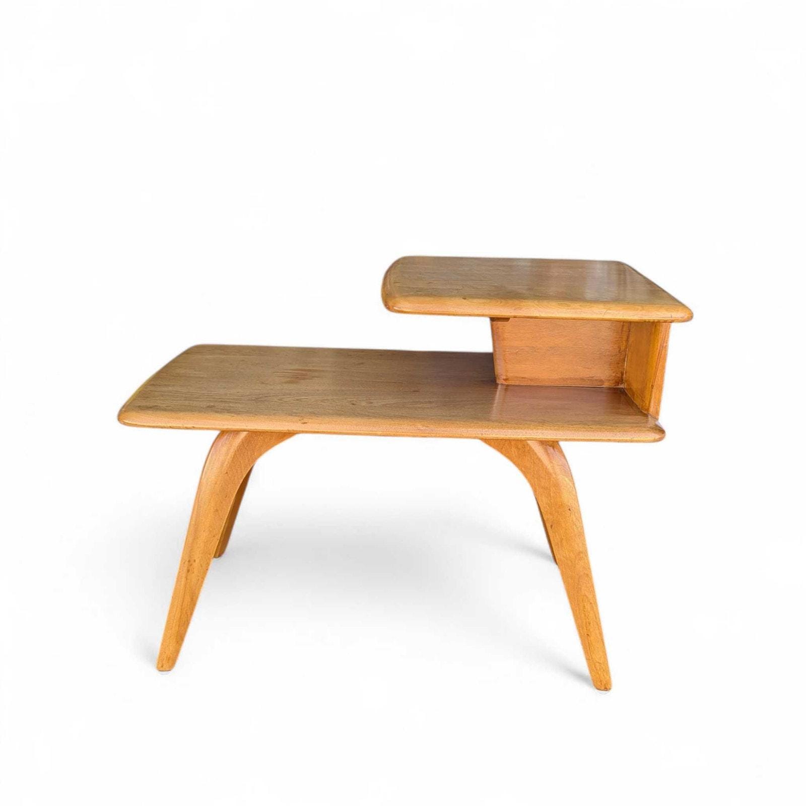Heywood Wakefield Mid Century Modern Step Side Table - Blonde