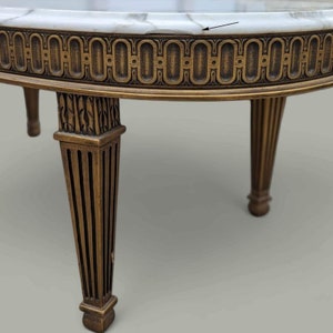 Antique Marble Top Coffee Table, Vintage Living Room, Hollywood Regency, Art Deco, Ornate, Carved Wood image 2