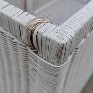 Vintage White Wicker Trunk – Coastal Boho Storage Chest, 35.5" Wide image 7