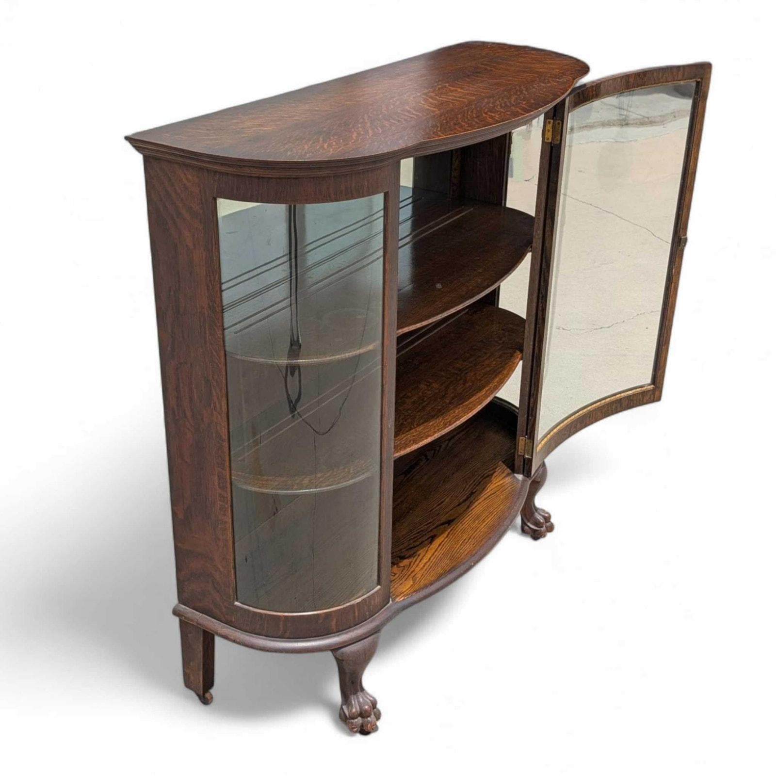 Antique Curved Glass Display Case - Etsy