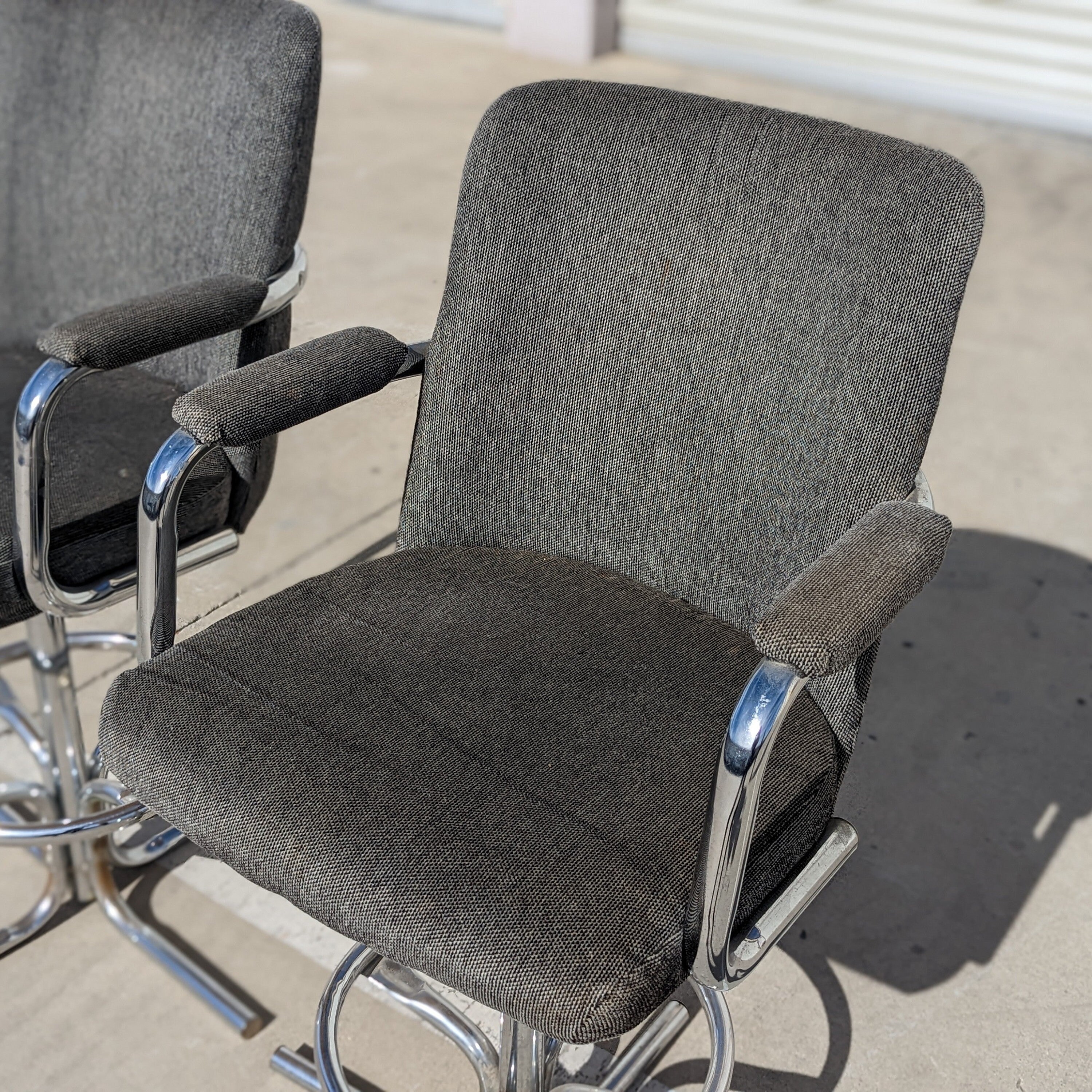 Pair of Barstools by Stoneville Furniture Co. Vintage Chrome Tubular