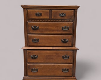 Solid Wood Dresser, Chippendale, Ethan Allen Style, Antique, Maple, Bedroom, Tallboy