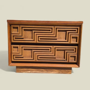 Vintage Bassett Nightstand: Mid Century Modern Two-Drawer End Table