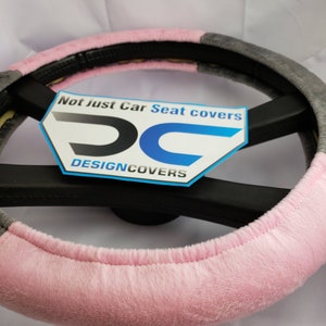 Pink & Charcoal Steering Wheel Cover