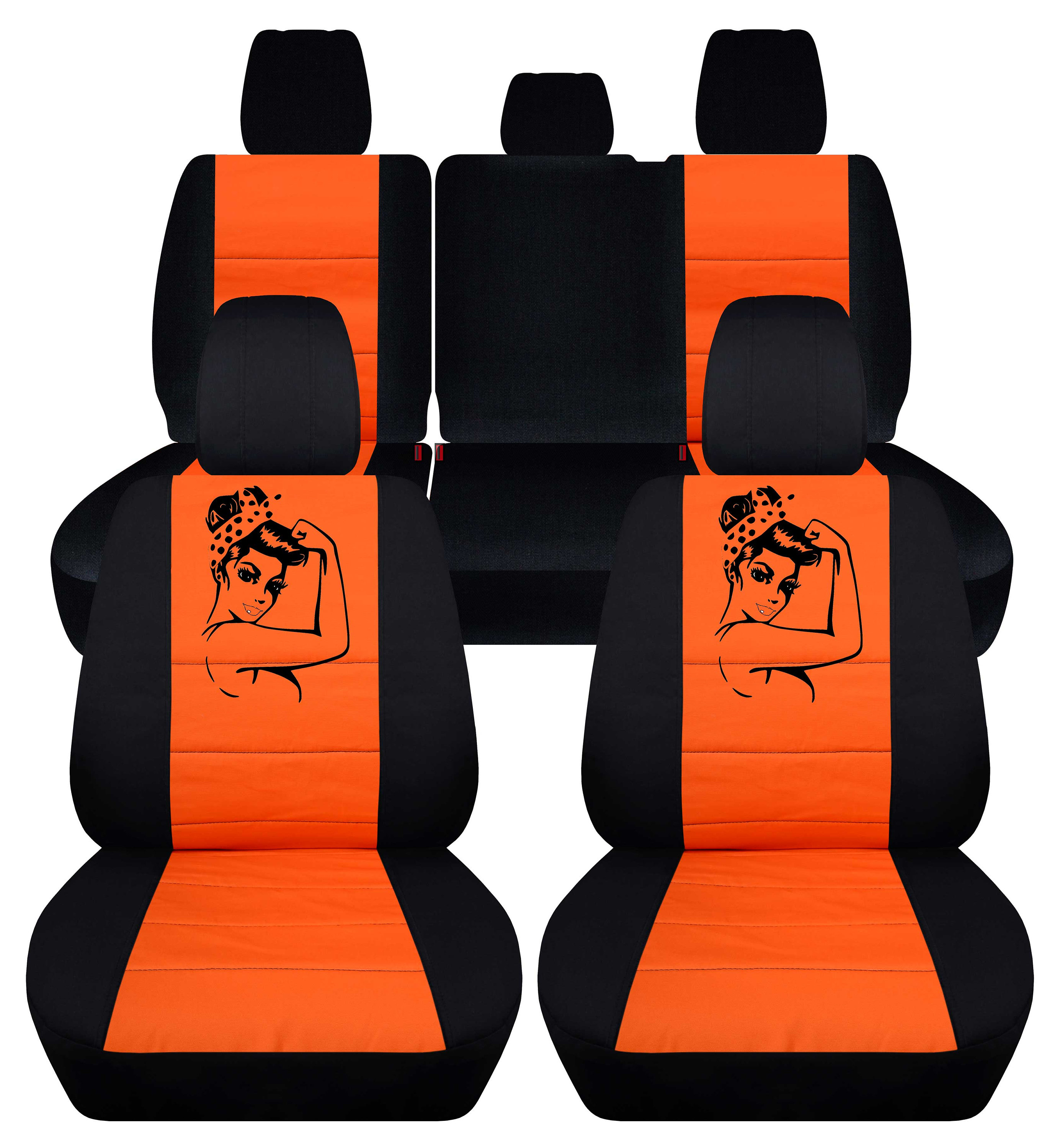 Vestibilità: 14-2021 Jeep Renegade coprisedili anteriore-posteriore o  completo Made By Designcopre in nero e arancione inserto con design Rosie -   Italia