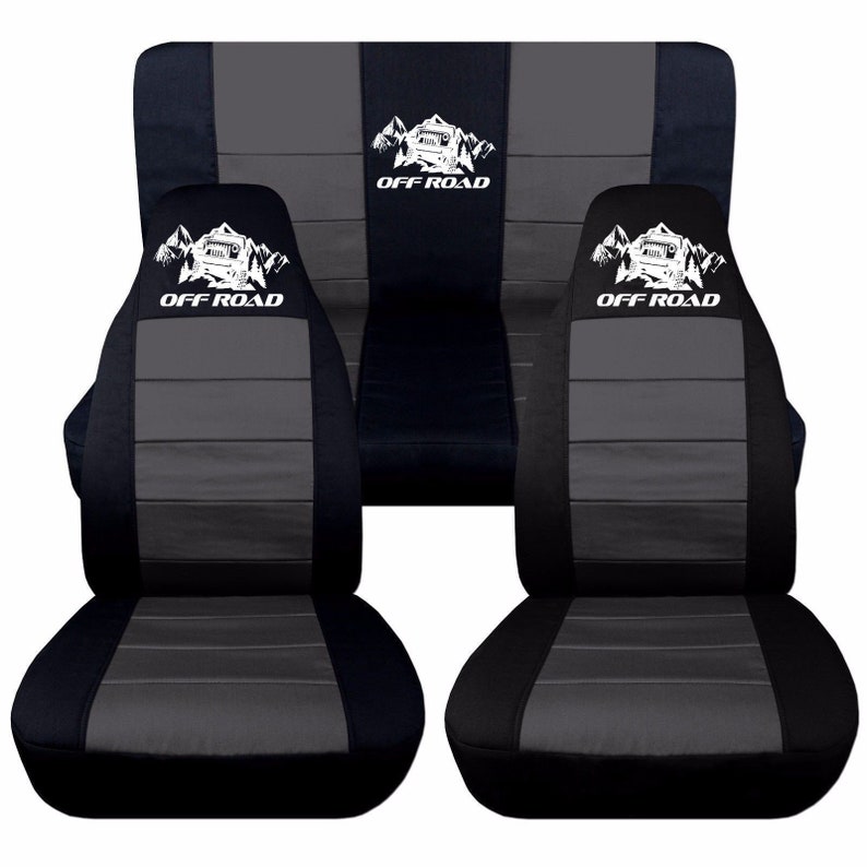 Jeep Wrangler Yj Complete Seat Cover Set Black Charcoal With Off Road Logo
