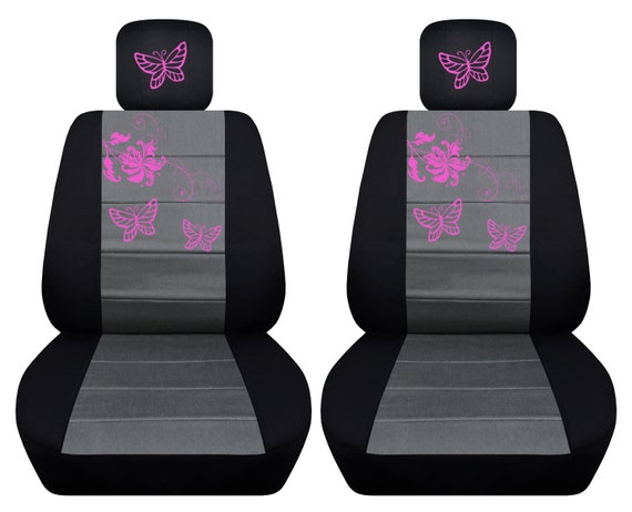 Fit: Kia Optima front Seats Only Made by Designcovers in Black and Charcoal  With A Custom Hot Pink Butterfly Design - Etsy