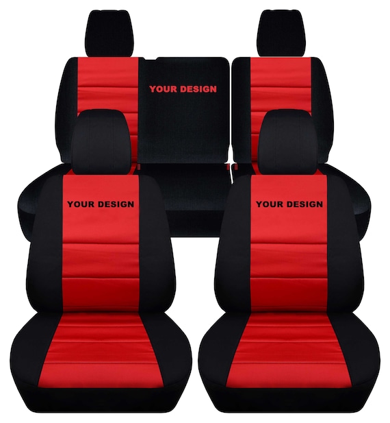 Passform: 11-12 Jeep Wrangler JK 2 und 4 Tür Komplettes Sitzbezug Set Made  by Designcovers in Schwarz und Rot Einsatz mit einem anpassbaren Logo -   Österreich