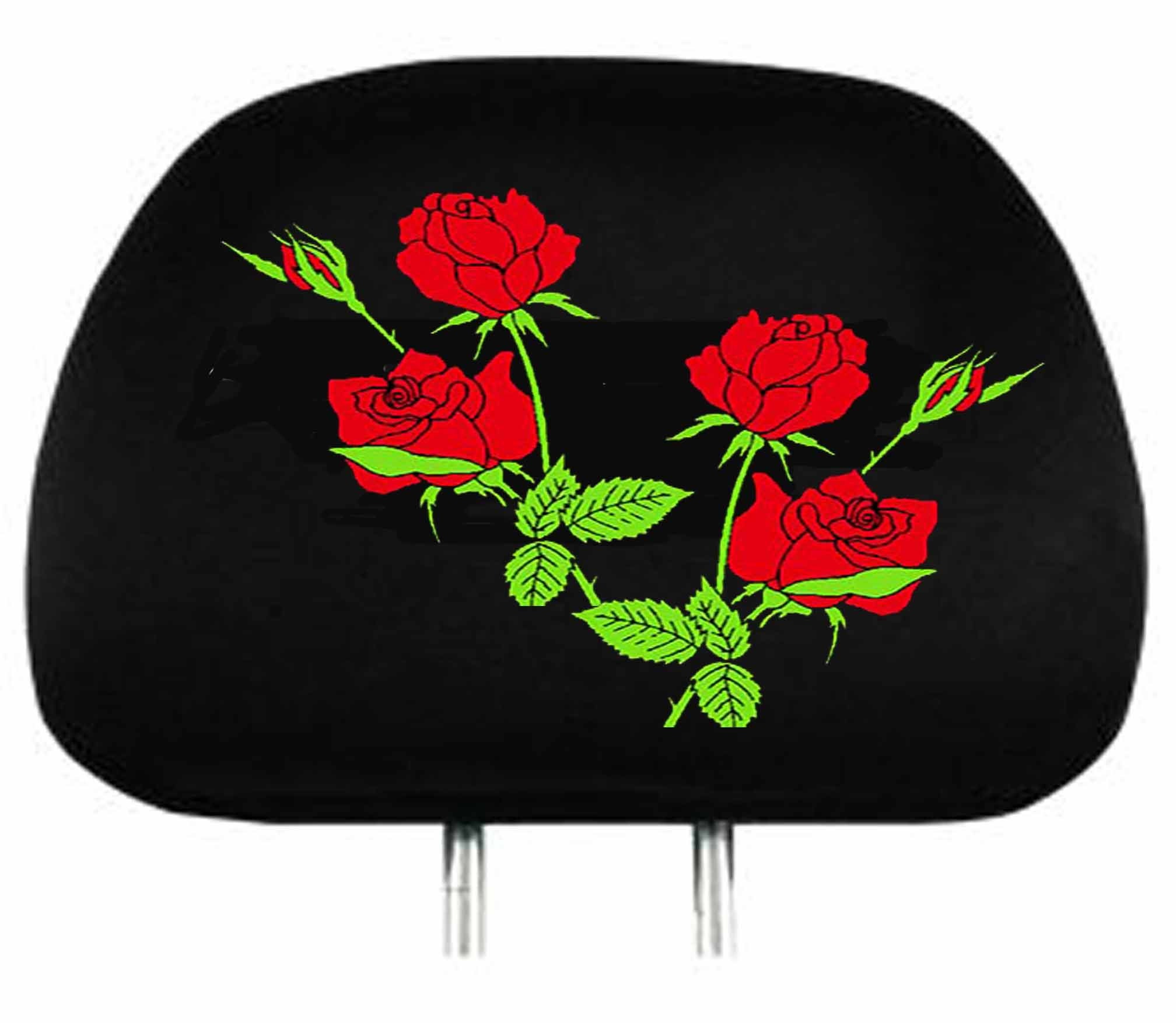 Roses  headrest Covers set  ( 2 ) Nice velour headrest covers with a design of red roses. Choose color for headrest