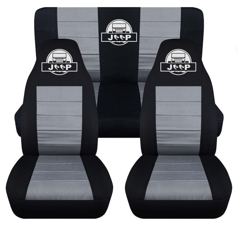 Jeep Wrangler Yj Complete Seat Cover Set Black Silver With Logo