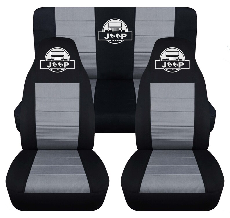 Jeep Wrangler Yj Complete Seat Cover Set Black Silver With Logo