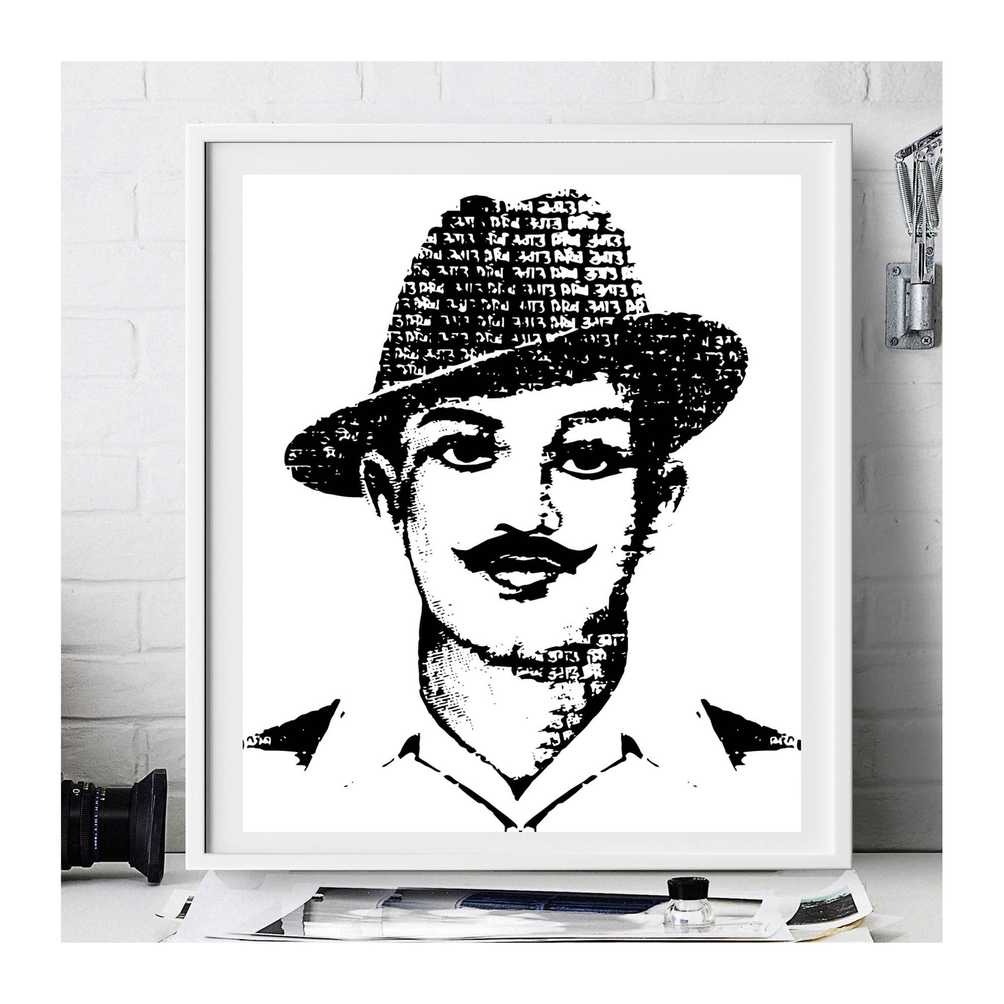Bhagat Singh Stencil Print Etsy