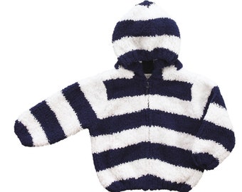 Angel Dear Navy & White Classic Striped Hoodie Jacket Size 0-6mo