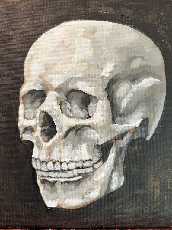 Study of Skull - Original Acrylic Painting on Canvas Board