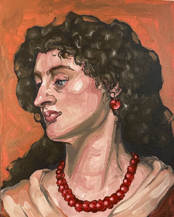 Study of Lady - Original Acrylic Portrait Study on Canvas Board