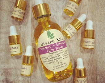 Rosehip + Geranium | Face Serum | Moisturizer | Organic | Natural | Vegan | Facial Serum