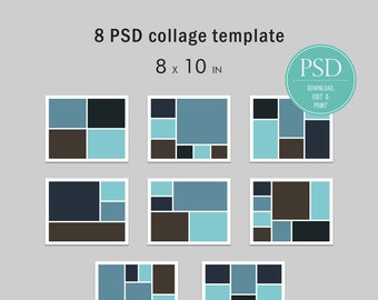 Storyboard 8x10 (8 files) | Collage Set | Photo Collage Template | Photo Album Template | Mood Board Template | Photoshop Template