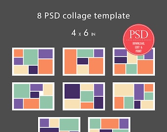 Guión gráfico 4x6 (8 archivos) / Plantilla de collage de fotos / Plantilla de álbum de fotos / Plantilla de guión gráfico / Plantilla de tablero de estado de ánimo / Plantilla de Photoshop