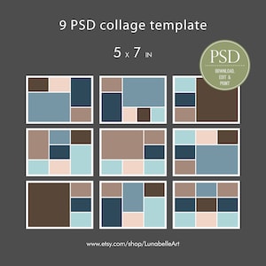 Storyboard 5x7 (9 files) | Collage Set | Multiple Layouts | Photo Collage Template | Photo Album Template | Mood Board Photoshop Template