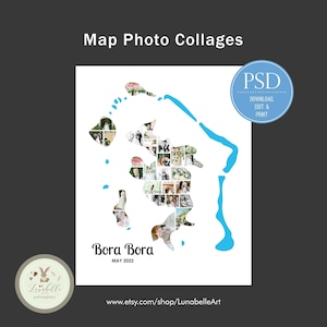 Bora Bora Collage | Bora Bora Karte Foto Collage | Reise-Foto-Collage | Ziel-Foto-Collage-Vorlage | Urlaubsziel Vorlage