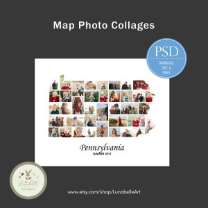 Pennsylvania Collage | Pennsylvania Map Photo Collage | Travel Photo Collage | Destination Photo Collage Template | Pennsylvania Template