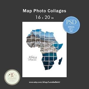Afrika Collage | Afrika-Foto-Collage | Landkarten-Foto-Collage | Reise-Foto-Collage | Zielort Fotocollage | Urlaub Foto Vorlage