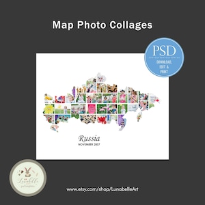Russia Collage | Russia Map Photo Collage | Travel Photo Collage | Destination Photo Collage Template | Holiday Destination Photo Template