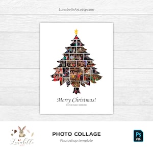 Collage de fotos de árboles de Navidad / Plantilla de Photoshop / Collage con formas de árboles de Navidad / Plantilla de collage de fotos / Collage de Photoshop