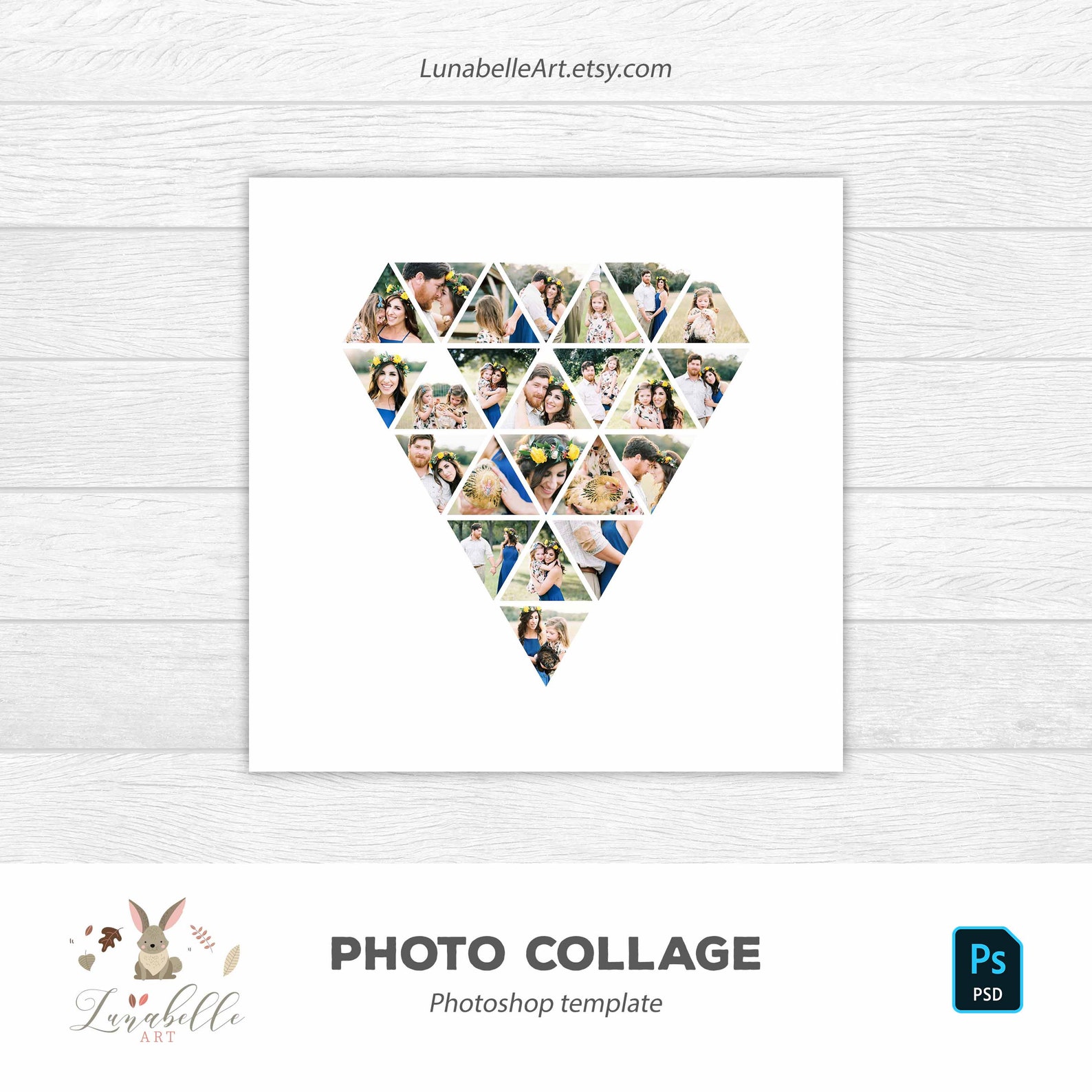 Diamond Photo Collage Photoshop Template Diamond Shape - Etsy France